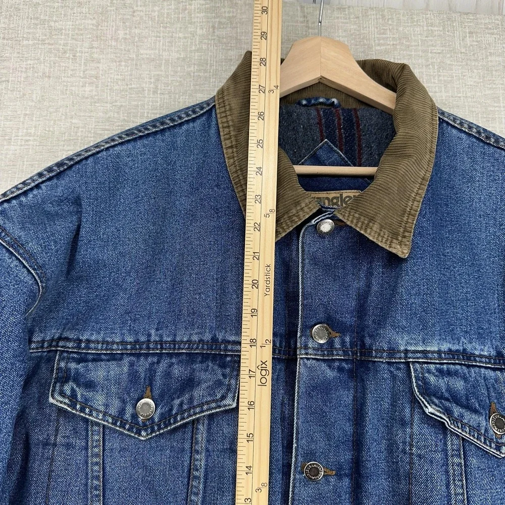 Wrangler Hero Jacket Mens Large Blue Denim Lined Corduroy Collar Western 3113